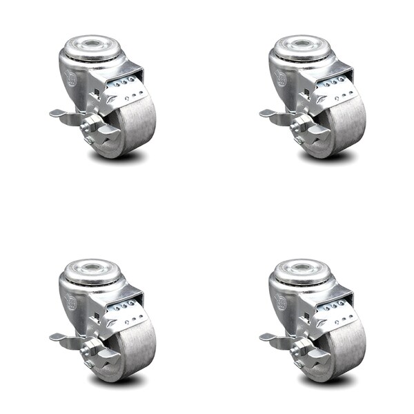 3 Inch Semi Steel Wheel Swivel Bolt Hole Caster Set with Brake
